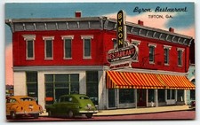 Byron Restaurant Tifton Georgia GA Linen Advertising Postcard picture