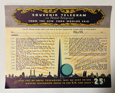 1939 New York World’s Fair Souvenir  Unused Postal Telegraph Program Sheet picture