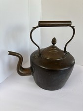 Antique Copper Goosè Neck Spout Tea Kettle Dove Tailed Seams W/Acorn Finial picture