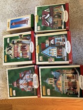 Vintage 2001 Lemax Christmas Village Lot 10 Houses Holiday Horse Carriage picture