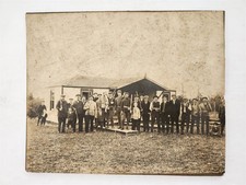 c1890s antique PHOTO HUNTING CABIN PARTY SHOTGUNS men boys lodge group 8x9.5