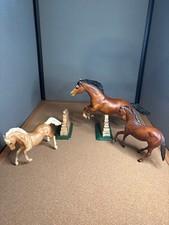 Vintage Breyer Horse Lot 3 Model Horses Stone Wall Jump Obstacle Accessory picture