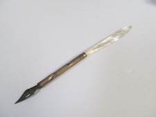 Vtg Antique Fountain Dip Pen Nib & Letter Opener Mother of Pearl picture