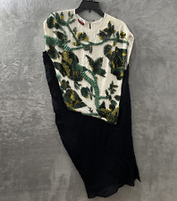 Narciso Rodriguez Silk Dress Womans Medium Geometric Beaded Multicolor Short Slv picture