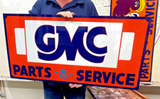 Large Hand Painted Lettering GMC SIGN Parts Service Gas Oil Shop Garage Man Cave picture