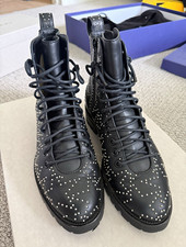 Jimmy Choo Cruz Flat Women’s 38 Ankle Boots Black/Silver Star Studded Lace-Up picture