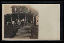 RPPC Postcard Family Photo on Lawn in Front of House c1910 picture