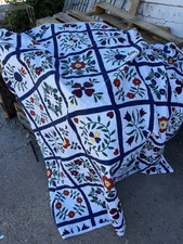 Vintage Floral Cottage Core Americana Antique Barn House Quilt 78 X 84 picture