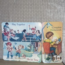 Vintage 1970’s Children's Wall School Prints Posters X3 picture