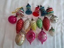 LOT OF 16, 1930's/40's GLASS ORNAMENTS Made In: Austria,Poland,Germany,Japan,USA picture