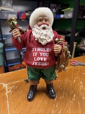 POSSIBLE DREAMS CLOTHTIQUE SANTA FIGURINE JINGLE IF YOU LOVE JESUS VINTAGE picture