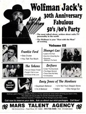 Original Vintage Wolfman Jack 30th Anniversary Fabulous 50's/60's Party Flyer picture