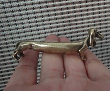 Vintage‑Style Brass Dachshund Dog Figurine Mini Long‑Body Dog Statue picture