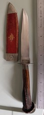 Antique George Wostenholm I*XL Bowie Hunting Knife Stag Handle Sheath Sheffield picture