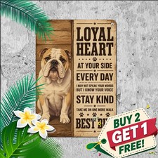 English Bulldog Best Friend Pet Portrait Metal Tin Sign Living Room Plaque picture