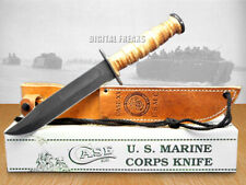 Case xx U.S. Marines USMC Knife Fixed Blade Grooved Leather Carbon Steel 00334 picture