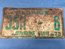 Vintage 1973 Madison County Florida License Plate Sunshine State 35M/H-6 picture
