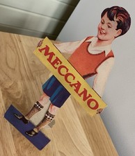MECCANO TOYS 60’s RETAIL SHOP DISPLAY SALE CARD BOY SIGN FRAME ENGLAND HORNBY picture