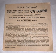 1893 The Arabian Recipe For The Cure Of Catarrh Booklet~By J A Lawrence~Quackery picture
