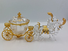 Franklin Mint Cinderella 's Magic Coach Carriage With Horses Set Crystal 24k... picture