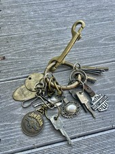 Big Thick Vintage Heavy  Brass Ring Harley Biker Key Chain picture