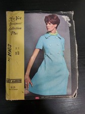 McCALLs 1057 VTG 60s Larry Aldrich NY Dress Double Breast Midi Sew Sz 14 Misses picture