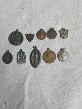 Vintage Catholic Religious Medal Charm Lot Pendants (10) Total picture