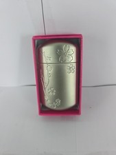 Vintage Silver Tone Portable Cigarette Pocket Ashtray Cherry Blossom New In Box picture
