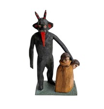 Grulicher Crib Figure, Krampus / Devil With Children In Sack, 10 Cm (# 18702) picture
