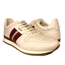 BALLY Mens Astel Logo Stripe Leather Sneakers White (MSRP $600) picture