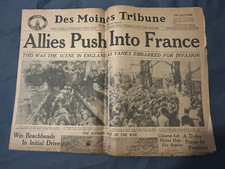 WW2 Des Moines Tribune D DAY complete newspaper Original JUNE 6TH 1944 picture