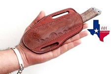 HAND MADE PURE ENGRAVED LEATHER SHEATH FOR FIX BLADE KNIFE LEFT HAND HOLSTER picture