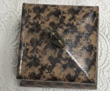 Vintage Mottled Tortoiseshell Embossed Decorative Box Fleur-De-Lis Lid Accent picture