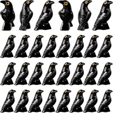 Mini Resin Crows Figurines Halloween Black Raven Bird Decor Set of 30 Tiny picture