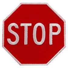 STOP SIGN embroidered PATCH TRAFFIC STREET ROAD SIGN iron-on applique red NEW picture