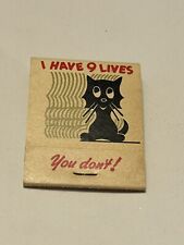 Rare Vintage Full Matchbook - Must See - Diamond Match Co. Safety Cats 9 Lives picture