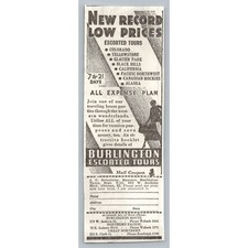 1933 Burlington Route Escorted Tours Print Ad Chicago Travel Ephemera Railroad picture