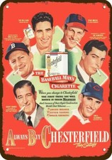 1948  Joe DiMaggio Stan Musial Ted Williams Chesterfield DECORATIVE METAL SIGN picture