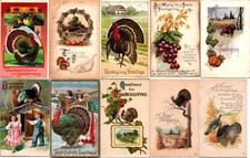 LOT/10 ANTIQUE THANKSGIVING VINTAGE POSTCARDS EARLY 1900s CONDITION VARIES #21 picture
