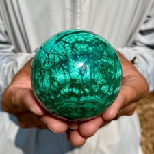 1.11LB Rare Natural Malachite quartz hand Carved sphere Crystal Healing picture