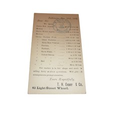 Antique 1881 Baltimore MD Postal Card T. H. Evans & Co Market Report Ephemera picture