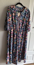 New BloomChic Floral Stretchy-Waist Pockets Midi Dress Boho Plus Size 14-16 1X picture