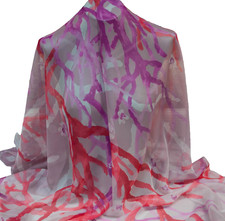 VALENTINO authentic pure silk chiffon fabric Coral print Remnant Made in Italy picture