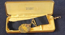 1912 Detroit Cadillaqua Festival Watch Fob Medal Robbins Co Bunde Upmeyer Boxed  picture