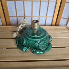Vtg 1966 Atlantic Mold Ceramic Christmas Tree Base ONLY Scroll Green Working A64 picture