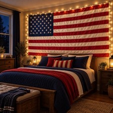 Valley Forge American Flag 4.4 x 8.6 ft 100% Cotton Bunting Made in USA picture