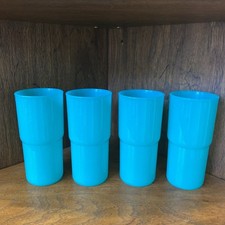 Set of (4) Turquoise Tupperware Tabletop Stacking Tumblers 2413E-J picture