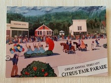 Original Postcard Historic Murals Cloverdale, California CA  Citrus Fair Parade picture