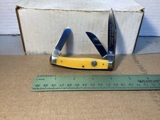 Vintage C. Risner Germany Indian Head Stockman Yellow Pocket Knife picture