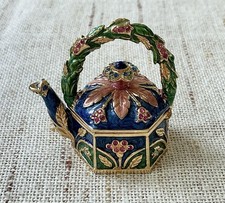 2006 Estee Lauder Jay Strongwater Garden Teapot Solid Perfume Compact No Box picture